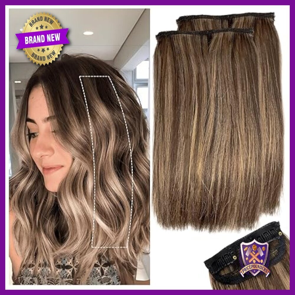 10 Inch Clip-In Human Hair Extensions, 2 Piece Set for Volume & Fine Hair